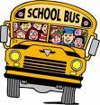 Front of school bus with kids 